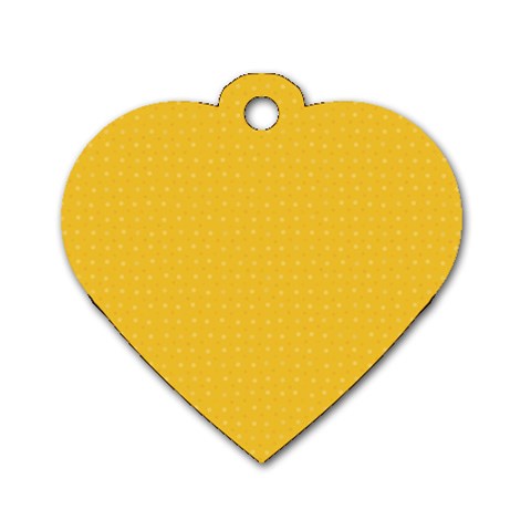 Saffron Yellow Color Polka Dots Dog Tag Heart (Two Sides) from ArtsNow.com Front