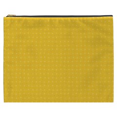Saffron Yellow Color Polka Dots Cosmetic Bag (XXXL) from ArtsNow.com Front