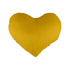 Saffron Yellow Color Polka Dots Standard 16  Premium Heart Shape Cushions from ArtsNow.com Front