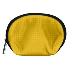 Saffron Yellow Color Polka Dots Accessory Pouch (Medium) from ArtsNow.com Front