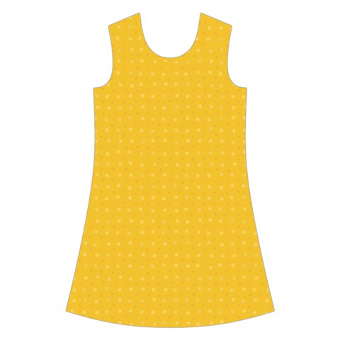 Saffron Yellow Color Polka Dots Kids  Short Sleeve Velvet Dress from ArtsNow.com Front