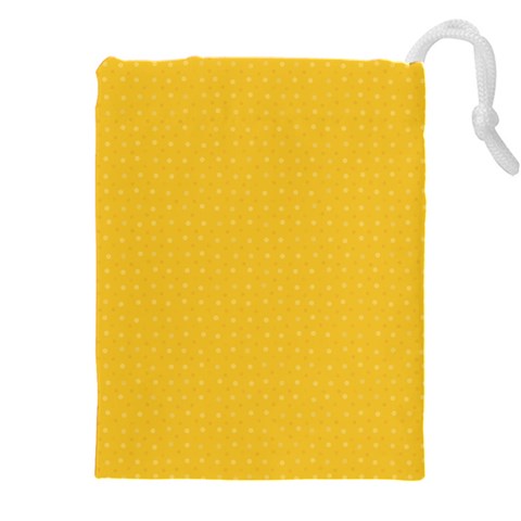 Saffron Yellow Color Polka Dots Drawstring Pouch (5XL) from ArtsNow.com Front