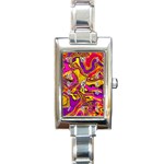Colorful Boho Swirls Pattern Rectangle Italian Charm Watch