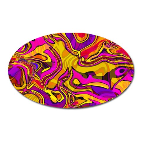 Colorful Boho Swirls Pattern Oval Magnet from ArtsNow.com Front