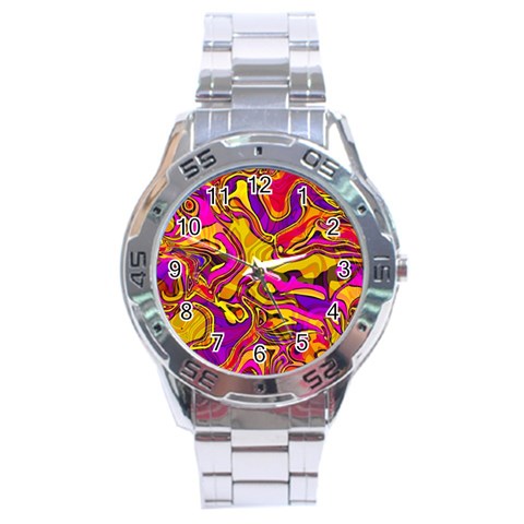 Colorful Boho Swirls Pattern Stainless Steel Analogue Watch from ArtsNow.com Front