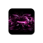 Black Magenta Abstract Art Rubber Coaster (Square) 