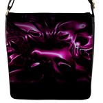 Black Magenta Abstract Art Flap Closure Messenger Bag (S)