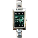 Biscay Green Black Abstract Art Rectangle Italian Charm Watch