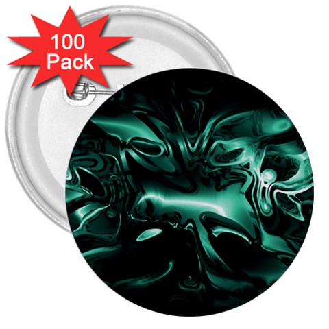 Biscay Green Black Abstract Art 3  Buttons (100 pack)  from ArtsNow.com Front