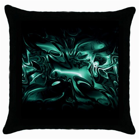 Biscay Green Black Abstract Art Throw Pillow Case (Black) from ArtsNow.com Front