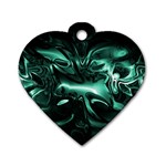 Biscay Green Black Abstract Art Dog Tag Heart (One Side)