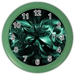 Biscay Green Black Abstract Art Color Wall Clock