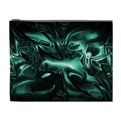 Biscay Green Black Abstract Art Cosmetic Bag (XL) from ArtsNow.com Front