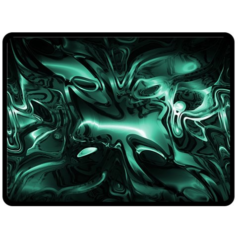 Biscay Green Black Abstract Art Double Sided Fleece Blanket (Large)  from ArtsNow.com 80 x60  Blanket Front