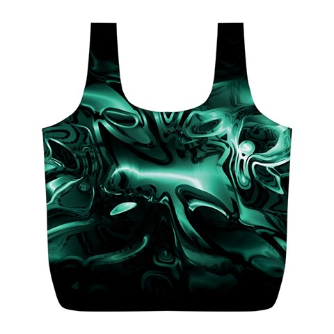 Biscay Green Black Abstract Art Full Print Recycle Bag (L) from ArtsNow.com Front