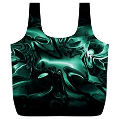 Biscay Green Black Abstract Art Full Print Recycle Bag (XXL) from ArtsNow.com Back