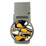 Black Yellow White Abstract Art Money Clips (Round) 