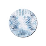 Boho Faded Blue Denim White Batik Rubber Round Coaster (4 pack) 