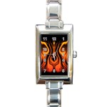 Fire and Flames Pattern Rectangle Italian Charm Watch
