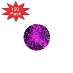 Magenta Black Abstract Art 1  Mini Buttons (100 pack) 