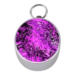 Magenta Black Abstract Art Mini Silver Compasses