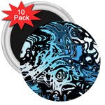 Black Blue White Abstract Art 3  Magnets (10 pack) 
