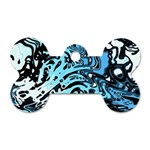 Black Blue White Abstract Art Dog Tag Bone (Two Sides)