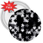 Black and White Jigsaw Puzzle Pattern 3  Buttons (10 pack) 