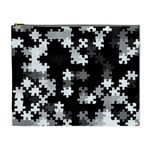 Black and White Jigsaw Puzzle Pattern Cosmetic Bag (XL)