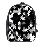 Black and White Jigsaw Puzzle Pattern School Bag (Large)