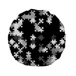 Black and White Jigsaw Puzzle Pattern Standard 15  Premium Round Cushions