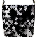 Black and White Jigsaw Puzzle Pattern Flap Closure Messenger Bag (S)