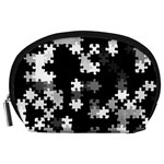 Black and White Jigsaw Puzzle Pattern Accessory Pouch (Large)