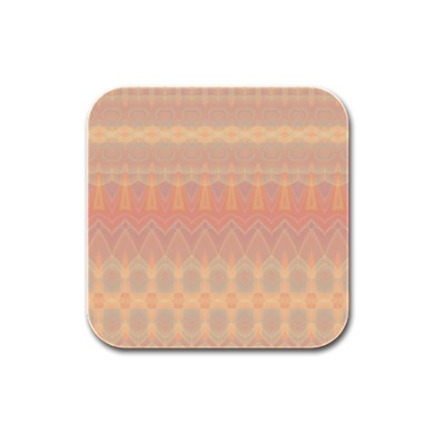 Boho Soft Peach Pattern Rubber Square Coaster (4 pack)  from ArtsNow.com Front