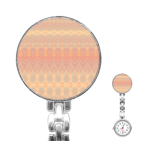 Boho Soft Peach Pattern Stainless Steel Nurses Watch from ArtsNow.com Front