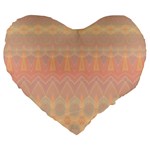 Boho Soft Peach Pattern Large 19  Premium Flano Heart Shape Cushions