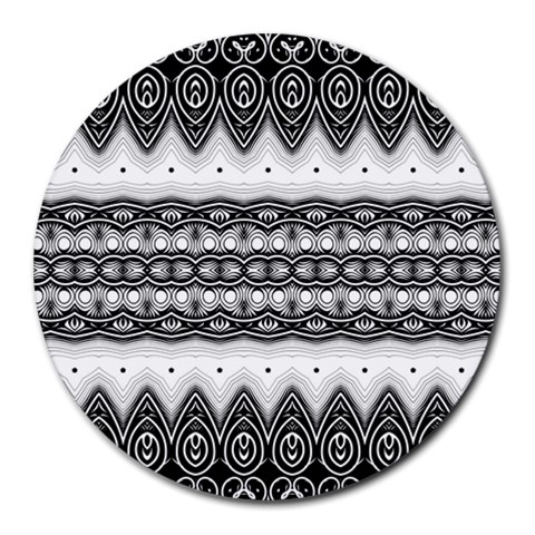 Boho Black And White  Round Mousepads from ArtsNow.com Front