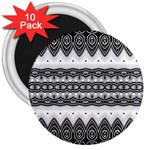 Boho Black And White  3  Magnets (10 pack) 