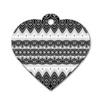 Boho Black And White  Dog Tag Heart (Two Sides)