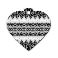 Boho Black And White  Dog Tag Heart (Two Sides) from ArtsNow.com Back