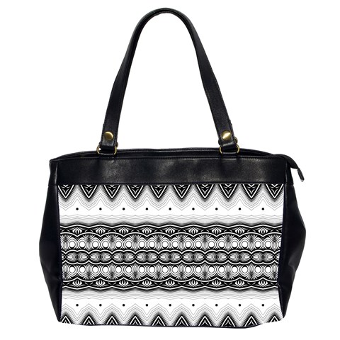 Boho Black And White  Oversize Office Handbag (2 Sides) from ArtsNow.com Front