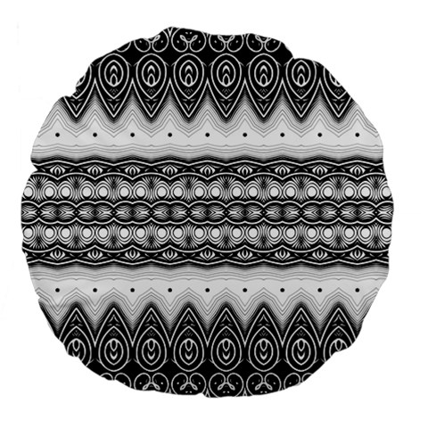 Boho Black And White  Large 18  Premium Flano Round Cushions from ArtsNow.com Front