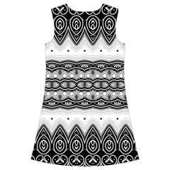 Boho Black And White  Kids  Short Sleeve Velvet Dress from ArtsNow.com Back