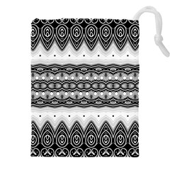 Boho Black And White  Drawstring Pouch (4XL) from ArtsNow.com Front