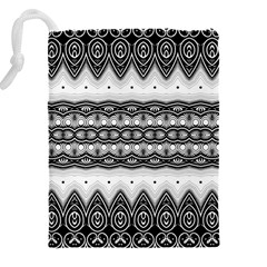 Boho Black And White  Drawstring Pouch (4XL) from ArtsNow.com Back