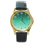 Biscay Green Gradient Ombre Round Gold Metal Watch