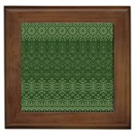 Boho Fern Green Pattern Framed Tile