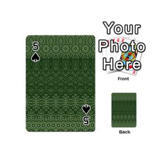 Boho Fern Green Pattern Playing Cards 54 Designs (Mini) from ArtsNow.com Front - Spade5