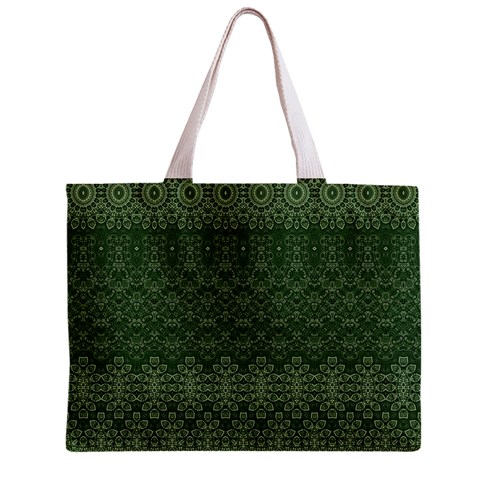 Boho Fern Green Pattern Zipper Mini Tote Bag from ArtsNow.com Front