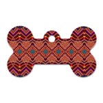 Boho Light Brown Blue Pattern Dog Tag Bone (One Side)